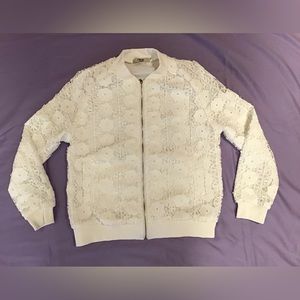Women eyelet lace jacket